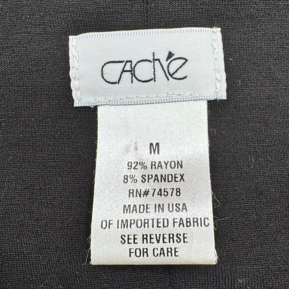 VTG Y2K Cache Black Asymmetric Neckline Bodycon Dress Snake Brooch Made USA M - Picture 13 of 13